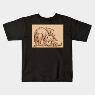 Big Love: Elephant Watercolor Painting #5 Kids T-Shirt